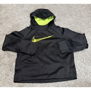 Nike Therma-FIT Hoodie Youth Black Pullover Swoosh Sweatshirt Size Small